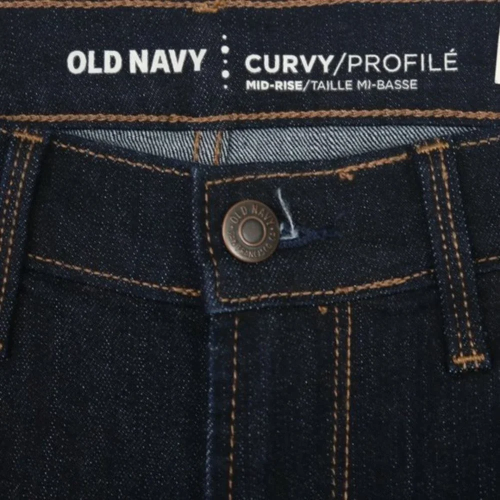 Old Navy Famous Curvy Bootcut Jeans‎ Mid-Rise Stretch Dark 4 Short